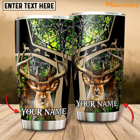 Maxcorners Premium Deer Hunting Collab Artist Classic Personalized Name Tumbler Multicolor