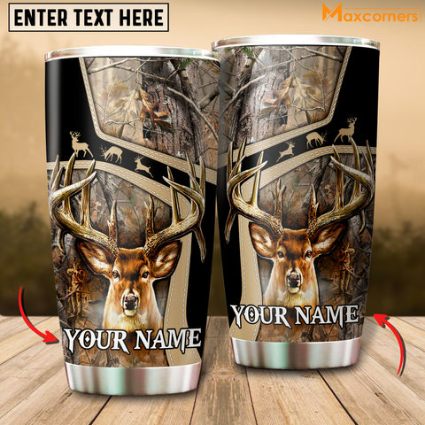 Maxcorners Premium Deer Hunting Collab Artist Classic Personalized Name Tumbler Multicolor