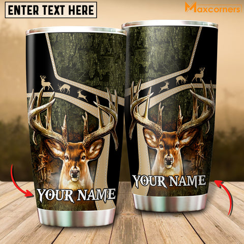 Maxcorners Premium Deer Hunting Collab Artist Classic Personalized Name Tumbler Multicolor