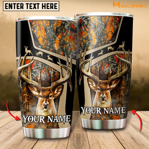 Maxcorners Premium Deer Hunting Collab Artist Classic Personalized Name Tumbler Multicolor