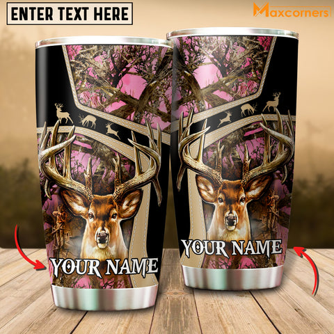 Maxcorners Premium Deer Hunting Collab Artist Classic Personalized Name Tumbler Multicolor