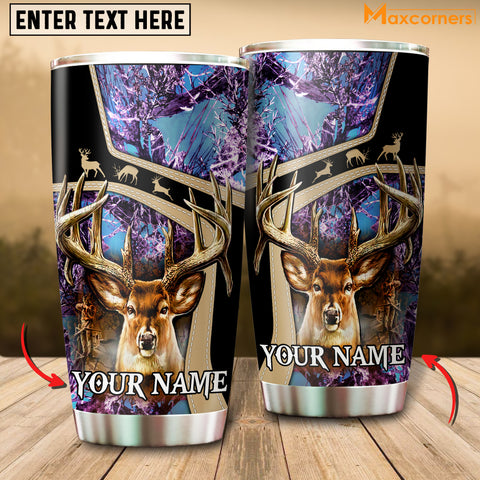 Maxcorners Premium Deer Hunting Collab Artist Classic Personalized Name Tumbler Multicolor