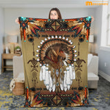 Maxcorners Horse Native American Pride 3D All Over Printed Blanket