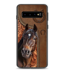 Horse Love Leather Pattern Personalized Phone Case - Samsung