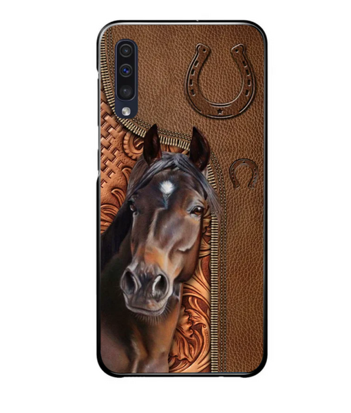 Horse Love Leather Pattern Personalized Phone Case - Samsung