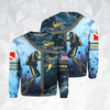 Maxcorners Scuba Diving Blue Waves All Over Printed Shirt