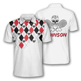 Maxcorners Tennis Skull Argyle Pattern Customized Name All Over Printed Shirt