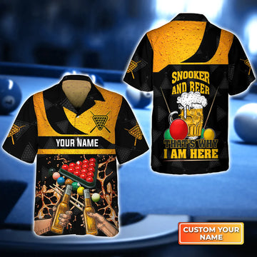 Maxcorners Snooker And Beer That's Why I'm Heret Personalized Name Hawaiian Shirt