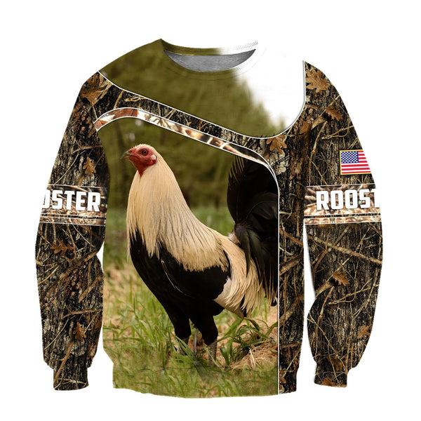 Maxcorners Rooster On The Grass All Over Printed Unisex Deluxe Hoodie