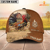 Maxcorners Rooster Custom Name Brown Leather Pattern Cap