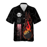 Maxcorners Funny Flame Skull Bowling Team Personalized Name Hawaiian Shirt