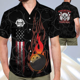 Maxcorners Funny Flame Skull Bowling Team Personalized Name Hawaiian Shirt