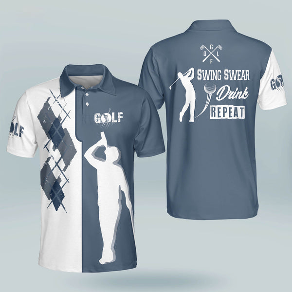 Maxcorners Golf Premium Swing Swear Drink Repeat All Over Printed Shirt