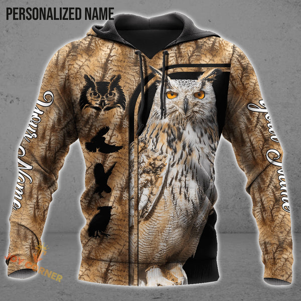 Maxcorners Customized Name Owl Hunting 3D Design All Over Printed