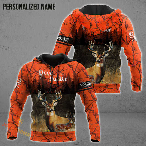 Maxcorners Personalized Name Deer Hunting Orange Green Camo 3D Design All Over Printed