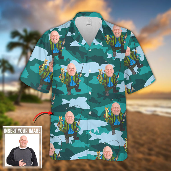 (Photo Inserted) Maxcorners Fishing Man Personalized Hawaiian Shirt