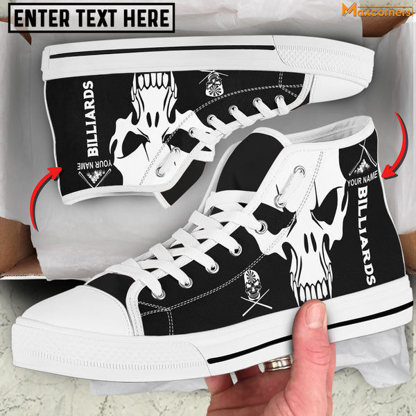 Maxcorners Billiard Skull Personalized Name High Top Shoes