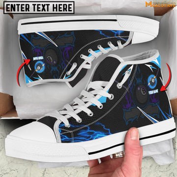 Maxcorners Billiard Blue Fire Personalized Name High Top Shoes