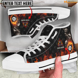 Maxcorners Skull On Fire Billiard Personalized Name High Top Shoes