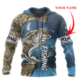 Maxcorners Personalized Name Bass Fishing Sport - Blue Version 3d All Over Printed Shirts