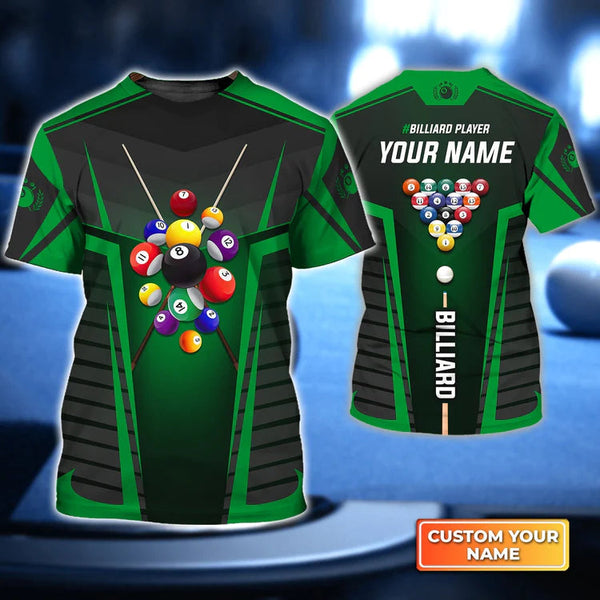 Maxcorners Green Billiard Balls All Over Print Personalized Unisex Shirt
