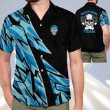 Maxcorners Custom Blue Skull Personalized Name Hawaiian Shirt