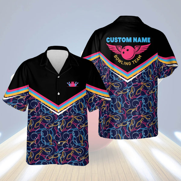 Maxcorners Bowling Pattern Personalized Name Hawaiian Shirt