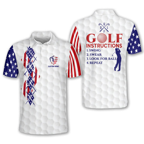 Maxcorners Golf Premium Golf Instructions Swing Swear Look For Ball Repeat Personalized Name All Over Printed Shirt