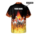 Maxcorners Bowling Flame Personalized Name Hawaiian Shirt