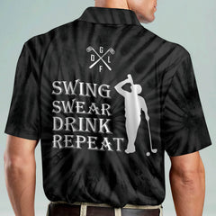 Maxcorners Golf Premium Swing Swear Drink Repeat Personalized Name All Over Printed Shirt