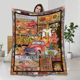 Maxcorners Autumn Fall For Jesus He Never Leaves Thanks giving Woven Tapestry Quilt - Blanket