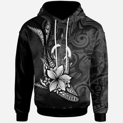 Maxcorners Vanuatu Hoodie - Fish With Plumeria Flowers Style