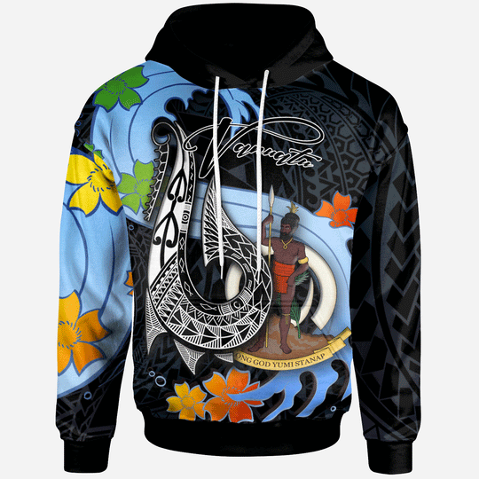 Maxcorners Personalized Vanuatu Hoodie - Fish Hooks And Wave