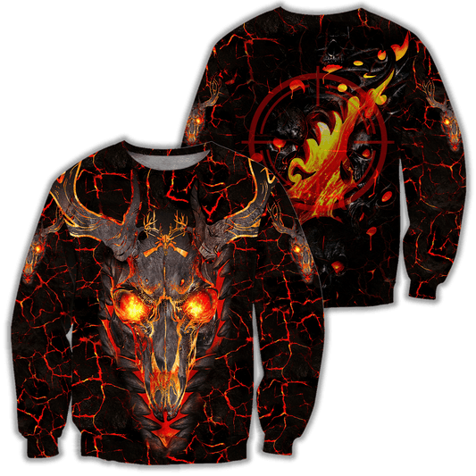Maxcorners Deer Hunting Fire 3D Over Printed Hoodie