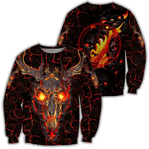 Maxcorners Deer Hunting Fire 3D Over Printed Hoodie