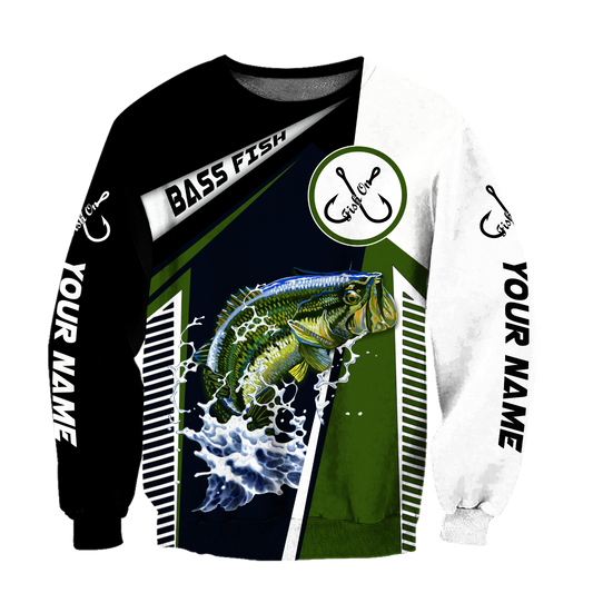 Maxcorners Personalized Name Bass Fishing In My Head 3D Shirt