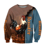 Maxcorners Rooster Unisex Deluxe Blue Hoodie