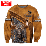 Maxcorners Moose Hunting Personalized Name 3D Over Printed Hoodie