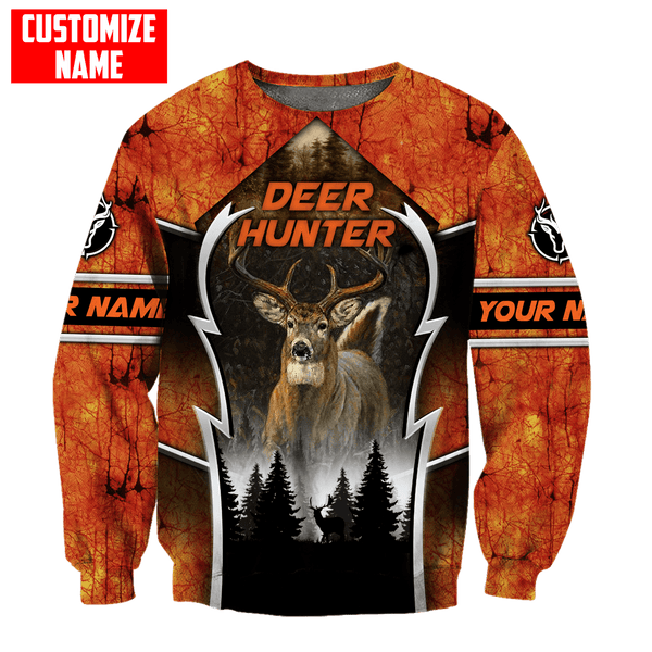 Maxcorners Deer Hunting Orange Personalized Name 3D Over Printed Hoodie