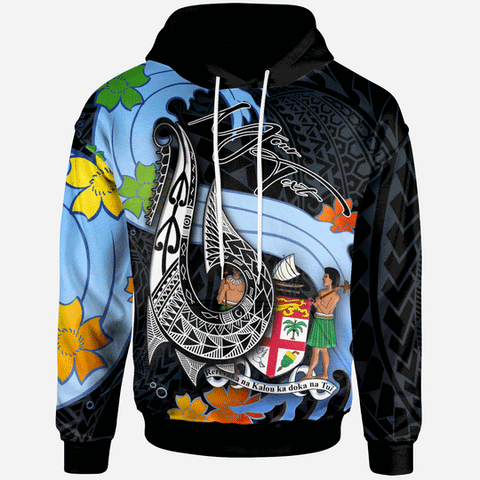 Maxcorners Fiji Custom Personalised Hoodie - Fish Hooks And Wave