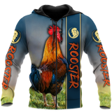 Maxcorners Rooster Unisex Deluxe Colorful Hoodie