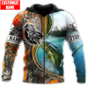 Maxcorners Custom Name Bass Fishing Line Orange Camo Shirt
