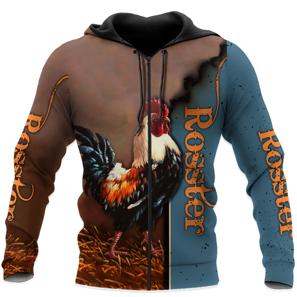 Maxcorners Rooster Unisex Deluxe Blue Hoodie