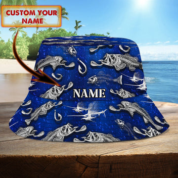 Maxcorners Fishing Personalized Name 3D Over Printed Bucket Hat