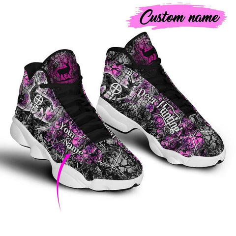 Maxcorners Deer Hunting Personalized Name AJD 13 Sneakers