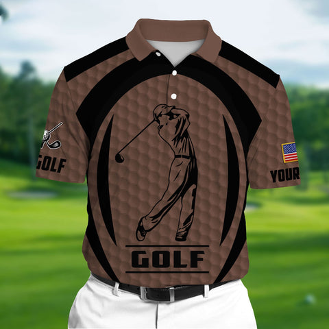 Max Corners Brown Pride The Unique Cool Golf 3D Polo Shirts Multicolor Custom Name Polo