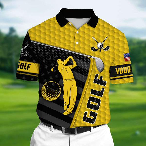 Max Corners Yellow Pride Premium Unique Golf Man 3D Polo Shirts Multicolor Custom Name Polo