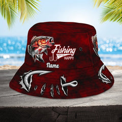 Maxcorners Bass Fishing Personalized Name 3D Over Printed Bucket Hat