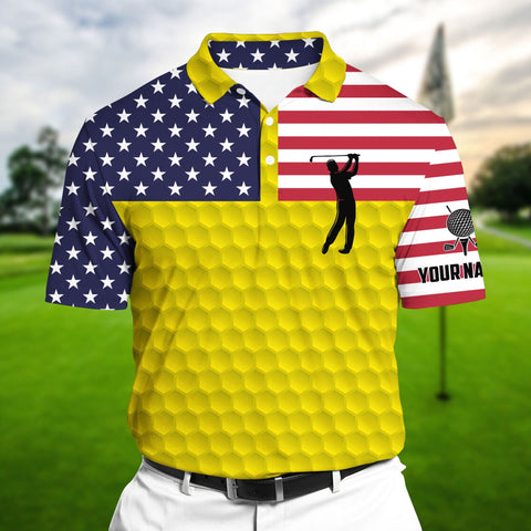 Max Corners Yellow Pride Super Cool American Golf Man, Golf Polo Shirts Multicolor Custom Name Polo