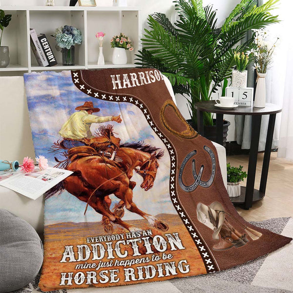 Maxcorners Customized Named Blanket Mine Addiction Just Happend To Be Horse Riding  - Blanket